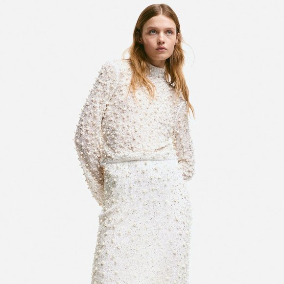 H&M Pearl & Crystal Embellished Skirt Size 6 - Picture 9 of 15